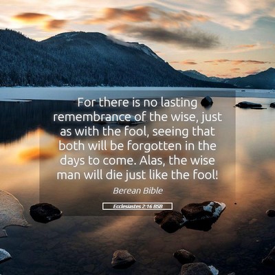 Picture 05 - Ecclesiastes 2:16 BSB - For there is no lasting remembrance of the wise, - Bible Verse Picture