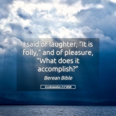 Picture 05 - Ecclesiastes 2:2 BSB - I said of laughter, “It is folly,” and of - Bible Verse Picture