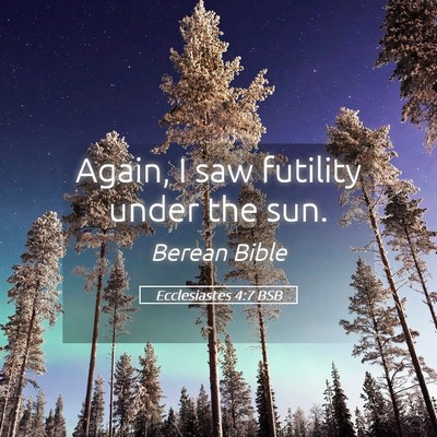 Picture 05 - Ecclesiastes 4:7 BSB - Again, I saw futility under the - Bible Verse Picture