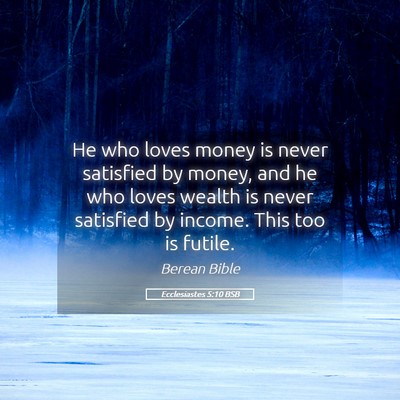 Picture 05 - Ecclesiastes 5:10 BSB - He who loves money is never satisfied by money, - Bible Verse Picture