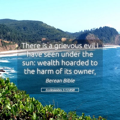 Picture 05 - Ecclesiastes 5:13 BSB - There is a grievous evil I have seen under the - Bible Verse Picture