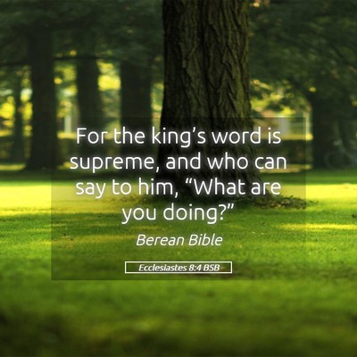 Picture 05 - Ecclesiastes 8:4 BSB - For the king’s word is supreme, and who can say - Bible Verse Picture