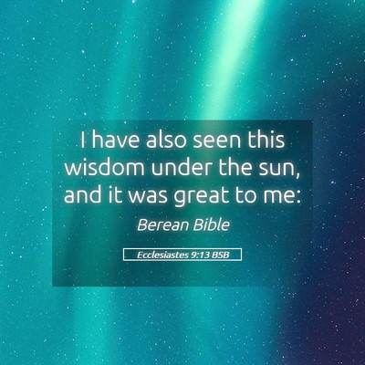 Picture 05 - Ecclesiastes 9:13 BSB - I have also seen this wisdom under the sun, and - Bible Verse Picture