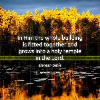 Picture 05 - Ephesians 2:21 BSB - In Him the whole building is fitted together and - Bible Verse Picture