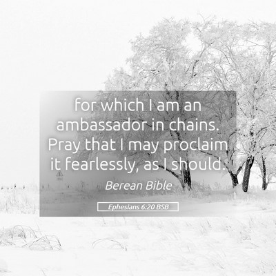 Picture 05 - Ephesians 6:20 BSB - for which I am an ambassador in chains. Pray that - Bible Verse Picture