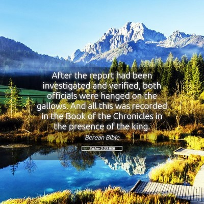 Picture 05 - Esther 2:23 BSB - After the report had been investigated and - Bible Verse Picture
