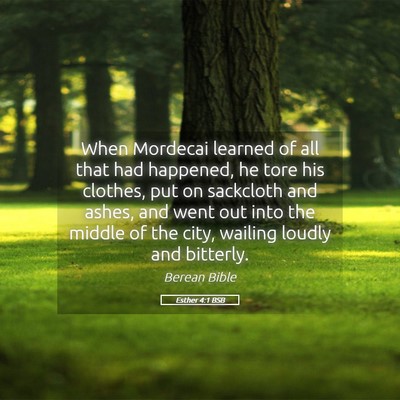 Picture 05 - Esther 4:1 BSB - When Mordecai learned of all that had happened, - Bible Verse Picture
