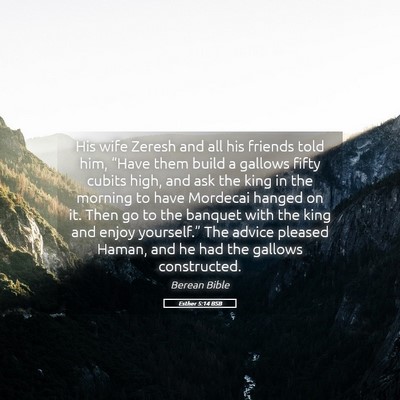 Picture 05 - Esther 5:14 BSB - His wife Zeresh and all his friends told him, - Bible Verse Picture