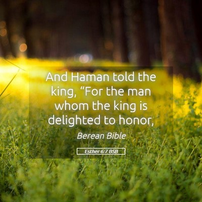 Picture 05 - Esther 6:7 BSB - And Haman told the king, “For the man whom the - Bible Verse Picture