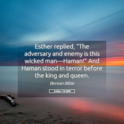 Picture 05 - Esther 7:6 BSB - Esther replied, “The adversary and enemy is - Bible Verse Picture
