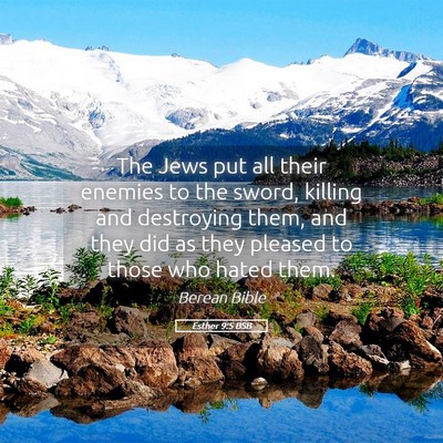 Picture 05 - Esther 9:5 BSB - The Jews put all their enemies to the sword, - Bible Verse Picture