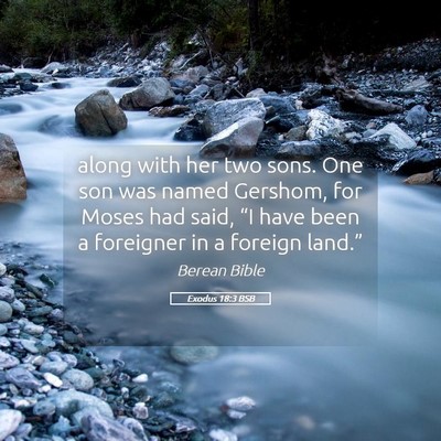 Picture 05 - Exodus 18:3 BSB - along with her two sons. One son was named - Bible Verse Picture