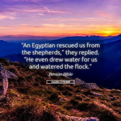 Picture 05 - Exodus 2:19 BSB - “An Egyptian rescued us from the shepherds,” - Bible Verse Picture