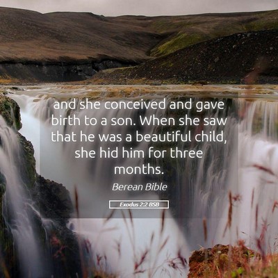 Picture 05 - Exodus 2:2 BSB - and she conceived and gave birth to a son. When - Bible Verse Picture