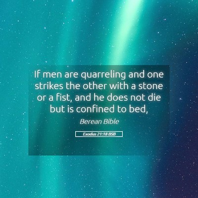 Picture 05 - Exodus 21:18 BSB - If men are quarreling and one strikes the other - Bible Verse Picture