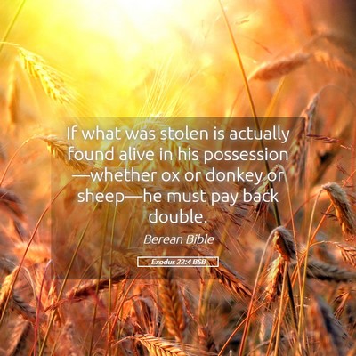 Picture 05 - Exodus 22:4 BSB - If what was stolen is actually found alive in his - Bible Verse Picture