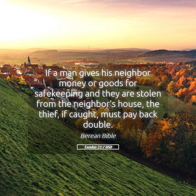Picture 05 - Exodus 22:7 BSB - If a man gives his neighbor money or goods for - Bible Verse Picture