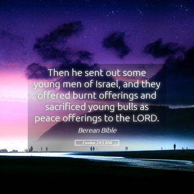 Picture 05 - Exodus 24:5 BSB - Then he sent out some young men of Israel, and - Bible Verse Picture