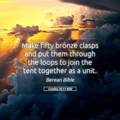 Picture 05 - Exodus 26:11 BSB - Make fifty bronze clasps and put them through the - Bible Verse Picture