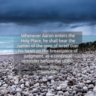 Picture 05 - Exodus 28:29 BSB - Whenever Aaron enters the Holy Place, he shall - Bible Verse Picture
