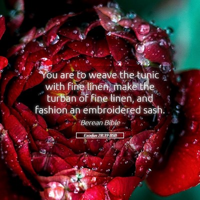 Picture 05 - Exodus 28:39 BSB - You are to weave the tunic with fine linen, make - Bible Verse Picture