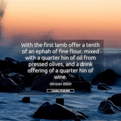 Picture 05 - Exodus 29:40 BSB - With the first lamb offer a tenth of an ephah of - Bible Verse Picture