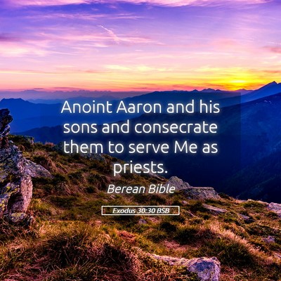 Picture 05 - Exodus 30:30 BSB - Anoint Aaron and his sons and consecrate them to - Bible Verse Picture
