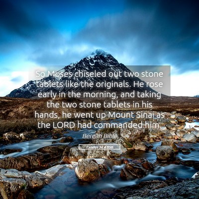 Picture 05 - Exodus 34:4 BSB - So Moses chiseled out two stone tablets like the - Bible Verse Picture