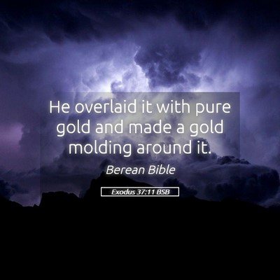 Picture 05 - Exodus 37:11 BSB - He overlaid it with pure gold and made a gold - Bible Verse Picture