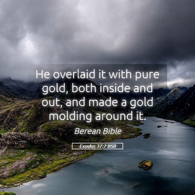 Picture 05 - Exodus 37:2 BSB - He overlaid it with pure gold, both inside and - Bible Verse Picture