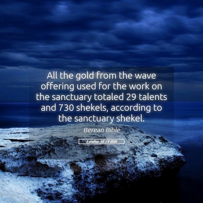 Picture 05 - Exodus 38:24 BSB - All the gold from the wave offering used for the - Bible Verse Picture