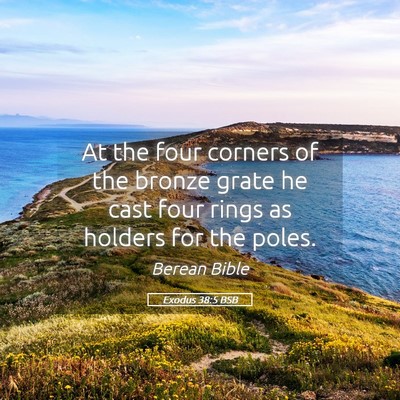 Picture 05 - Exodus 38:5 BSB - At the four corners of the bronze grate he cast - Bible Verse Picture