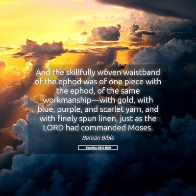 Picture 05 - Exodus 39:5 BSB - And the skillfully woven waistband of the ephod - Bible Verse Picture