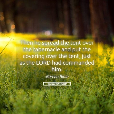 Picture 05 - Exodus 40:19 BSB - Then he spread the tent over the tabernacle and - Bible Verse Picture