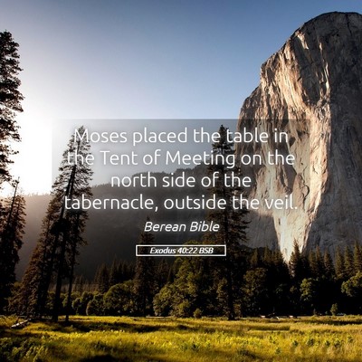 Picture 05 - Exodus 40:22 BSB - Moses placed the table in the Tent of Meeting on - Bible Verse Picture