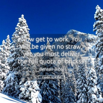 Picture 05 - Exodus 5:18 BSB - Now get to work. You will be given no straw, yet - Bible Verse Picture