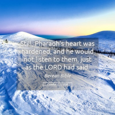Picture 05 - Exodus 7:13 BSB - Still, Pharaoh’s heart was hardened, and he - Bible Verse Picture