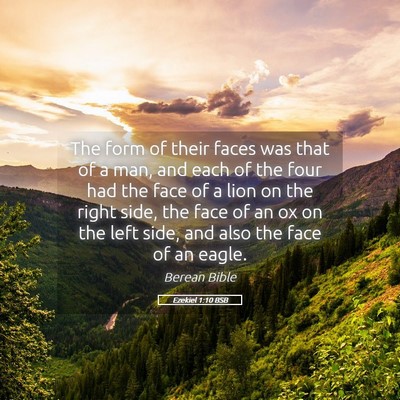Picture 05 - Ezekiel 1:10 BSB - The form of their faces was that of a man, and - Bible Verse Picture