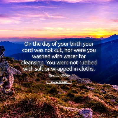 Picture 05 - Ezekiel 16:4 BSB - On the day of your birth your cord was not cut, - Bible Verse Picture