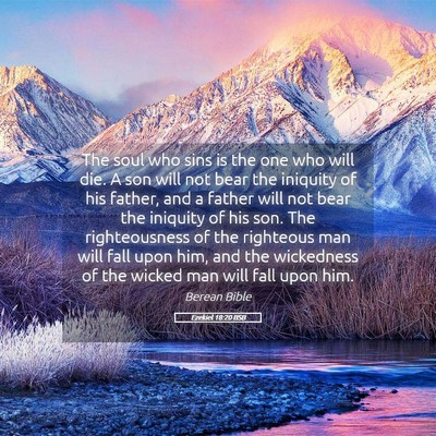 Picture 05 - Ezekiel 18:20 BSB - The soul who sins is the one who will die. A son - Bible Verse Picture