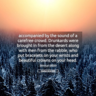 Picture 05 - Ezekiel 23:42 BSB - accompanied by the sound of a carefree crowd. - Bible Verse Picture
