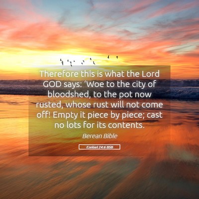 Picture 05 - Ezekiel 24:6 BSB - Therefore this is what the Lord GOD says: ‘Woe - Bible Verse Picture