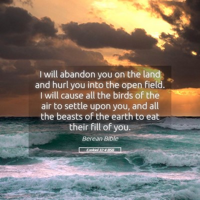Picture 05 - Ezekiel 32:4 BSB - I will abandon you on the land and hurl you into - Bible Verse Picture