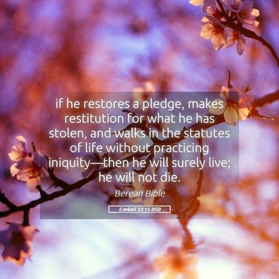 Picture 05 - Ezekiel 33:15 BSB - if he restores a pledge, makes restitution for - Bible Verse Picture