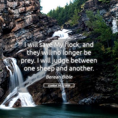 Picture 05 - Ezekiel 34:22 BSB - I will save My flock, and they will no longer be - Bible Verse Picture