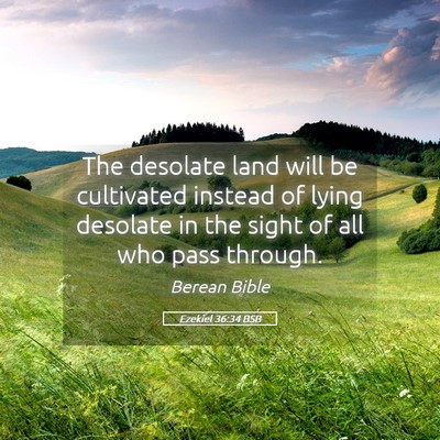 Picture 05 - Ezekiel 36:34 BSB - The desolate land will be cultivated instead of - Bible Verse Picture