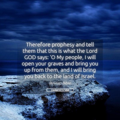 Picture 05 - Ezekiel 37:12 BSB - Therefore prophesy and tell them that this is - Bible Verse Picture