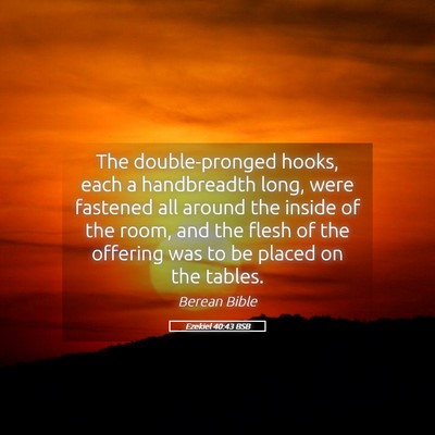 Picture 05 - Ezekiel 40:43 BSB - The double-pronged hooks, each a handbreadth - Bible Verse Picture