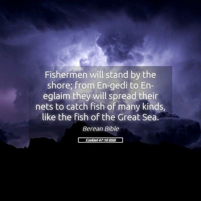 Picture 05 - Ezekiel 47:10 BSB - Fishermen will stand by the shore; from En-gedi - Bible Verse Picture