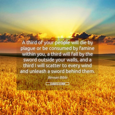 Picture 05 - Ezekiel 5:12 BSB - A third of your people will die by plague or be - Bible Verse Picture